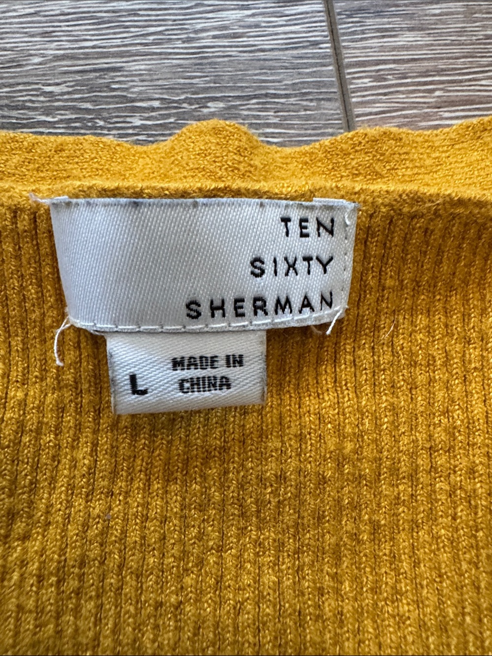 Ten Sixty Sherman Mustard Ribbed V-Neck Button Cardigan Size: Large - Picture 2 of 8